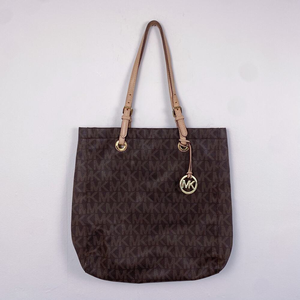 MICHAEL Michael Kors Signature Leather Jet Set Tote Brown Shoulder Bag
